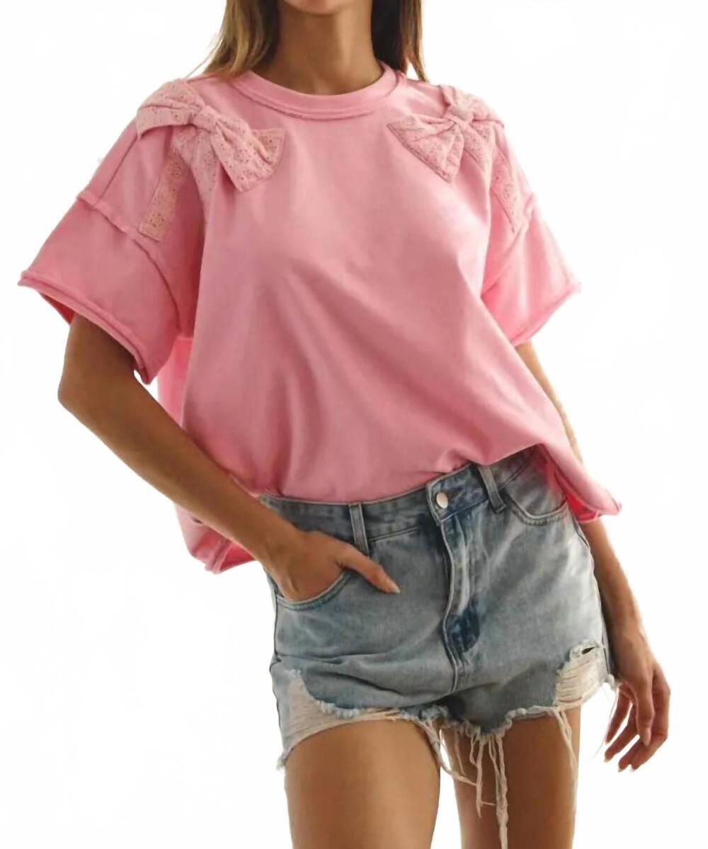 NEW ODDI women's acid wash french terry short sleeve top in washed pink